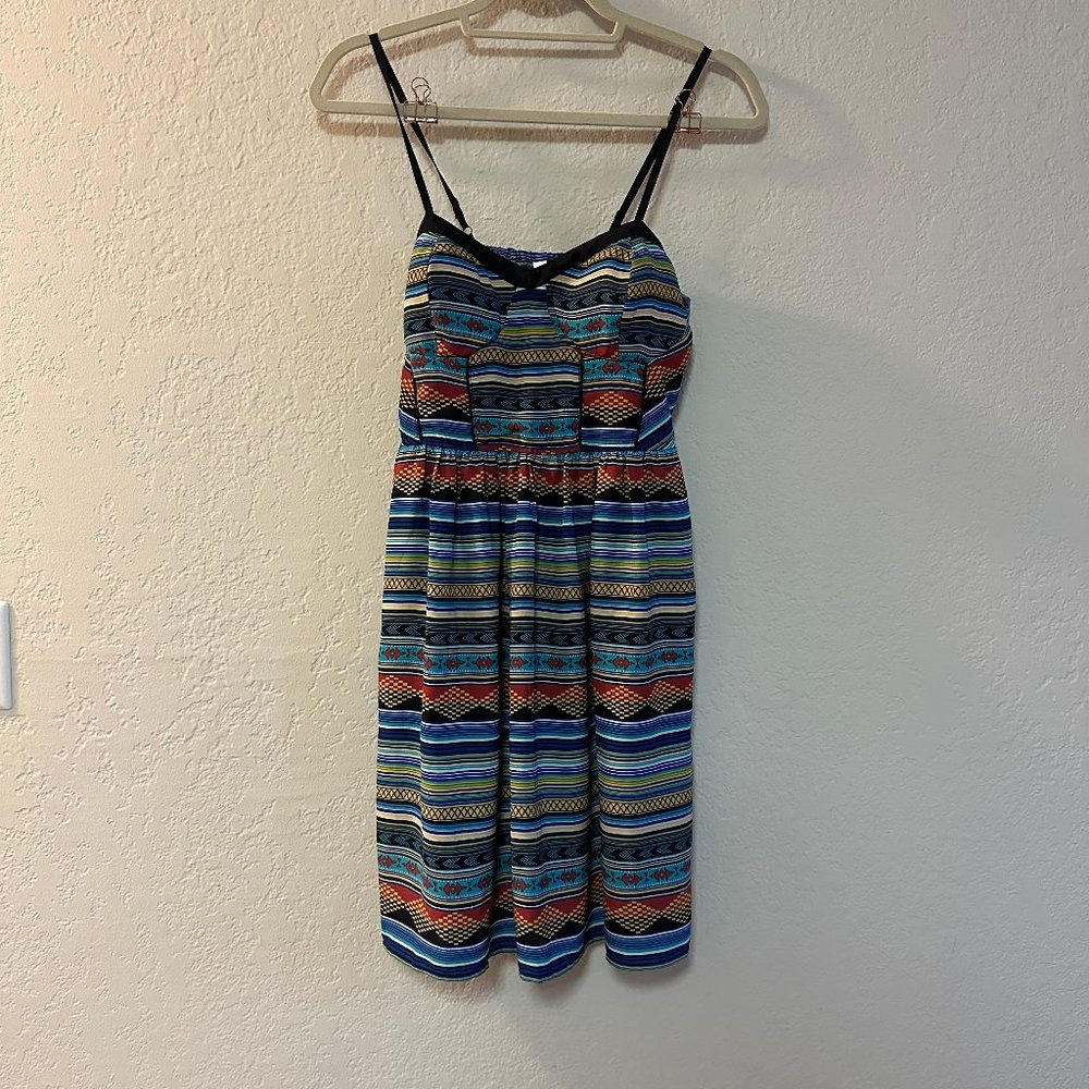 Like New Xhilaration MultiColor Aztec Pattern Dress with Pockets - Medium
